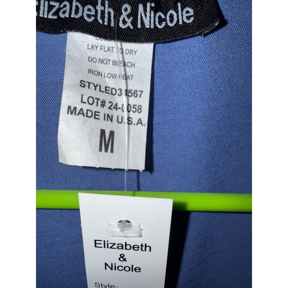 Elizabeth & Nicole Blue Ruched Sleeve Blazer Single Button NWT medium office - Picture 5 of 5
